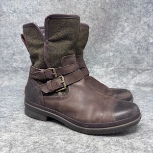 UGG Australia Simmens Leather Waterproof Boots Womens Sz 8 Brown Leather